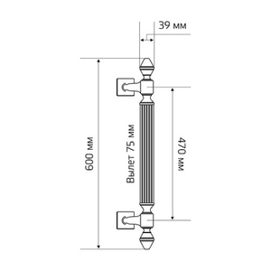 Ручка дверная скоба Extreza "IMPERO" 600мм, м/о 470мм, матовая бронза F03