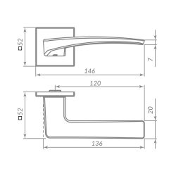 Ручка раздельная PUNTO LOTUS ARC.Q52 GR-23 графит /62271/