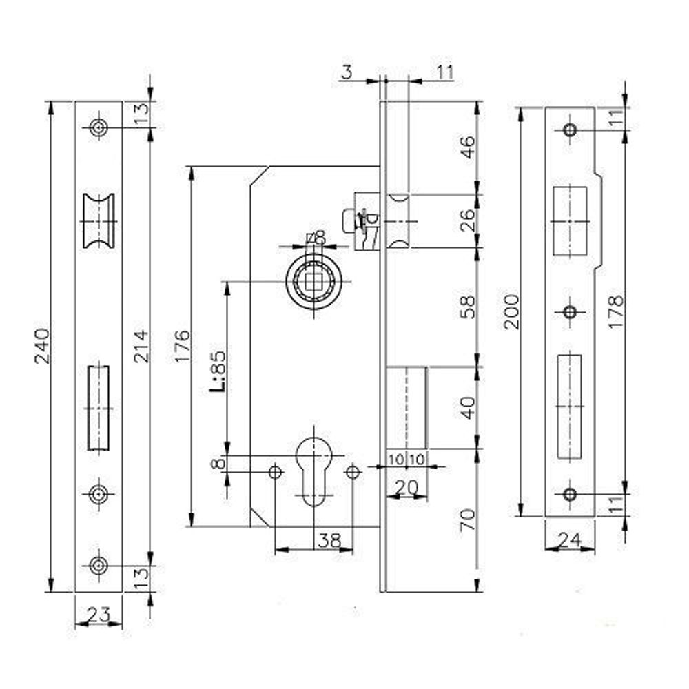Замок врезной VETTORE 194-40