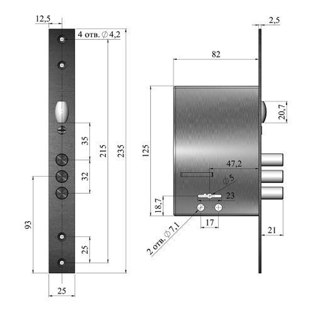 Замок врезной ГЕРИОН Классик М