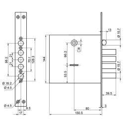 Замок врезной BORDER 77740 ЗВ9-8МК.4/15 /32901/