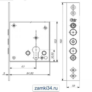 Замок врезной КРИТ-М ЗВ-А1-Хп хром