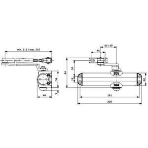 Доводчик дверной DORMA TS Compakt EN/2/3/4 серый, ФОП