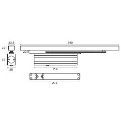 Доводчик дверной DORMA GRE630 size 3 со скользящим каналом, серебро, ФОП