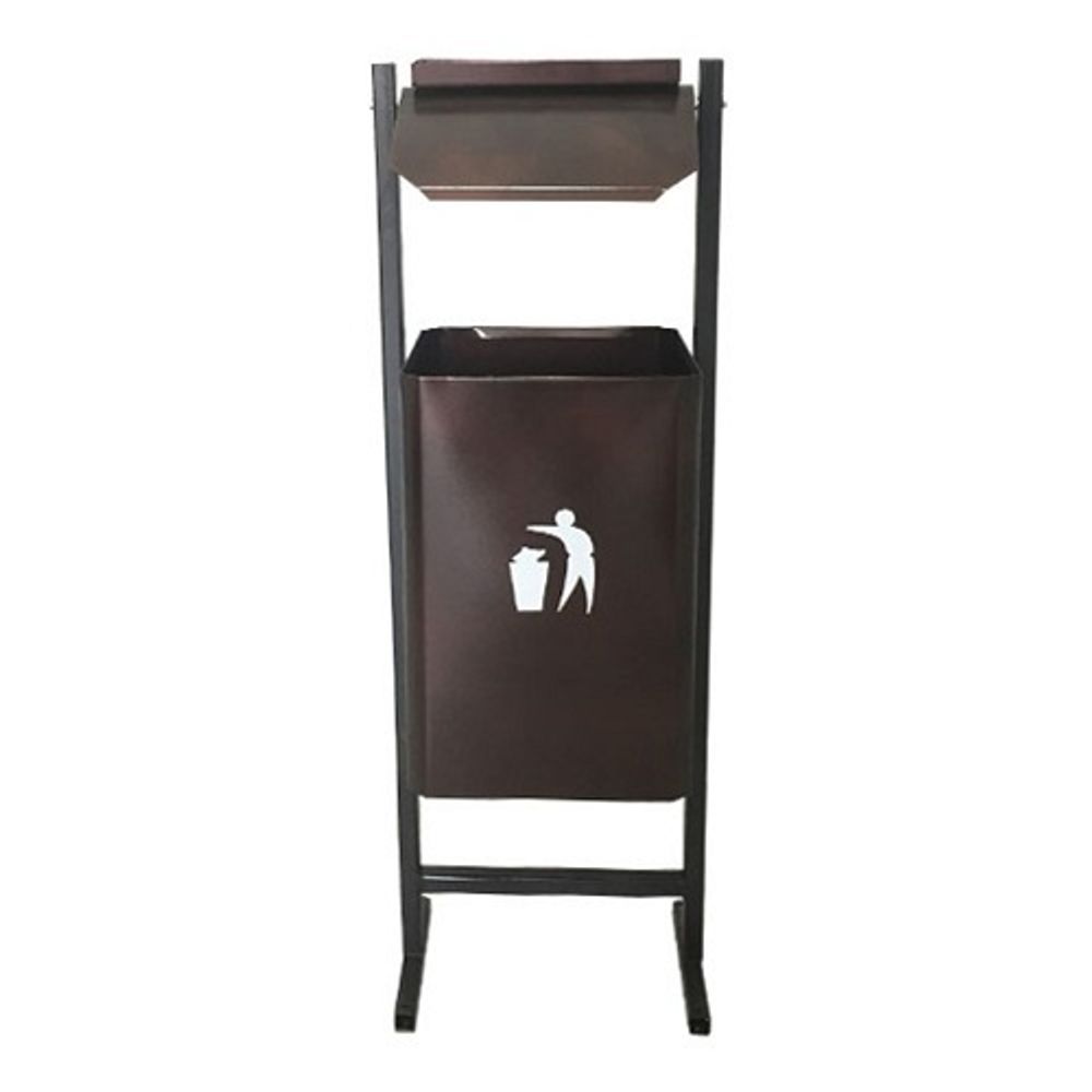 Урна квадратная с пепельницей (коричневая)