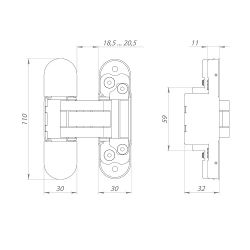 Петля скрытой установки PUNTO UNION 2.2 ZN BL черный /59171/