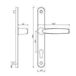 Комплект ручек на планке DORMA bremen 92/30/8мм черный (RAL 9005)