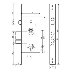 Замок врезной APECS T-52 NI никель