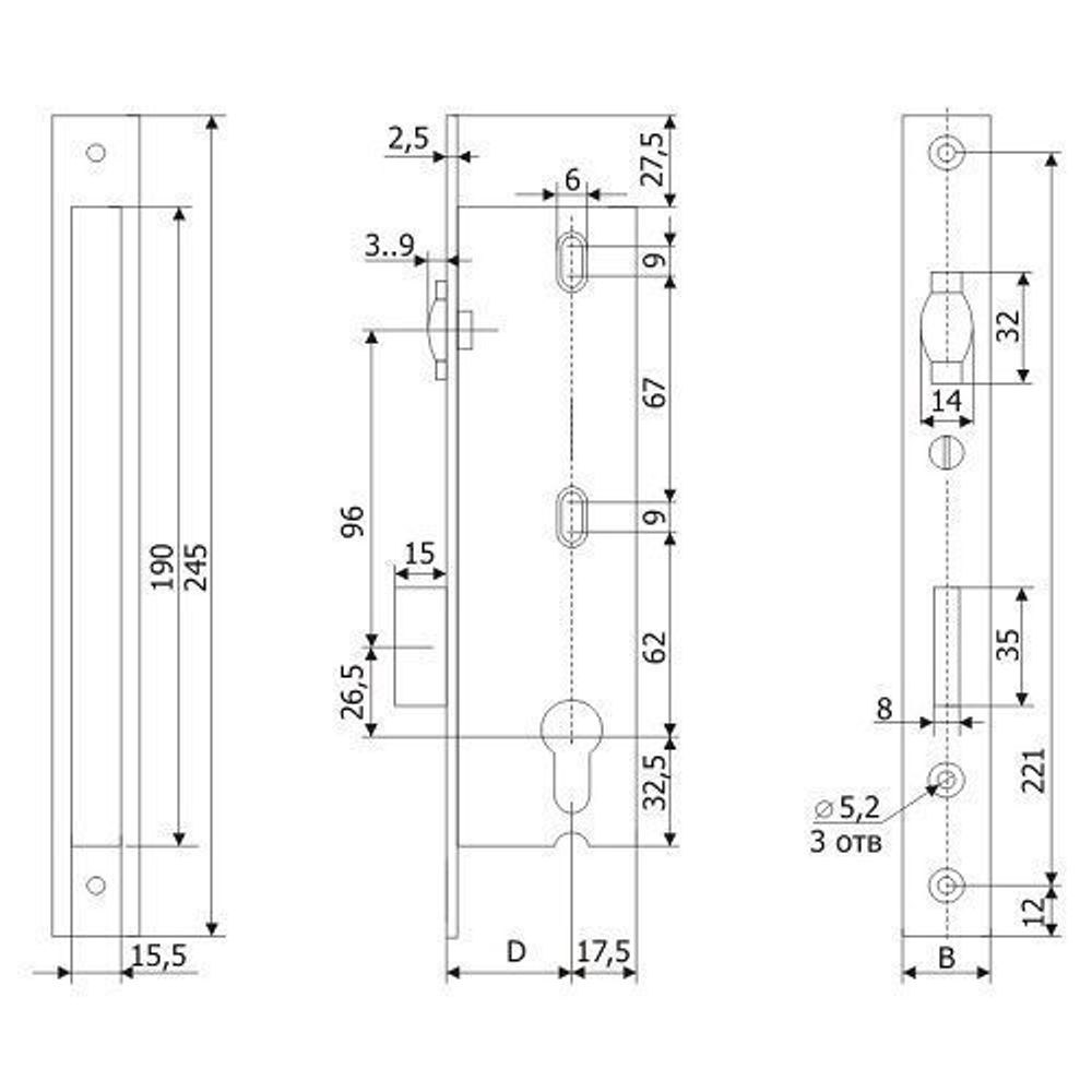 Замок врезной ГАРДИАН 45.11P.24 с роликом /34829/