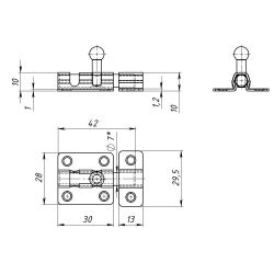 Задвижка накладная КУНГУР ЗТ-7 (30мм) полимер коричневый (1 шт)
