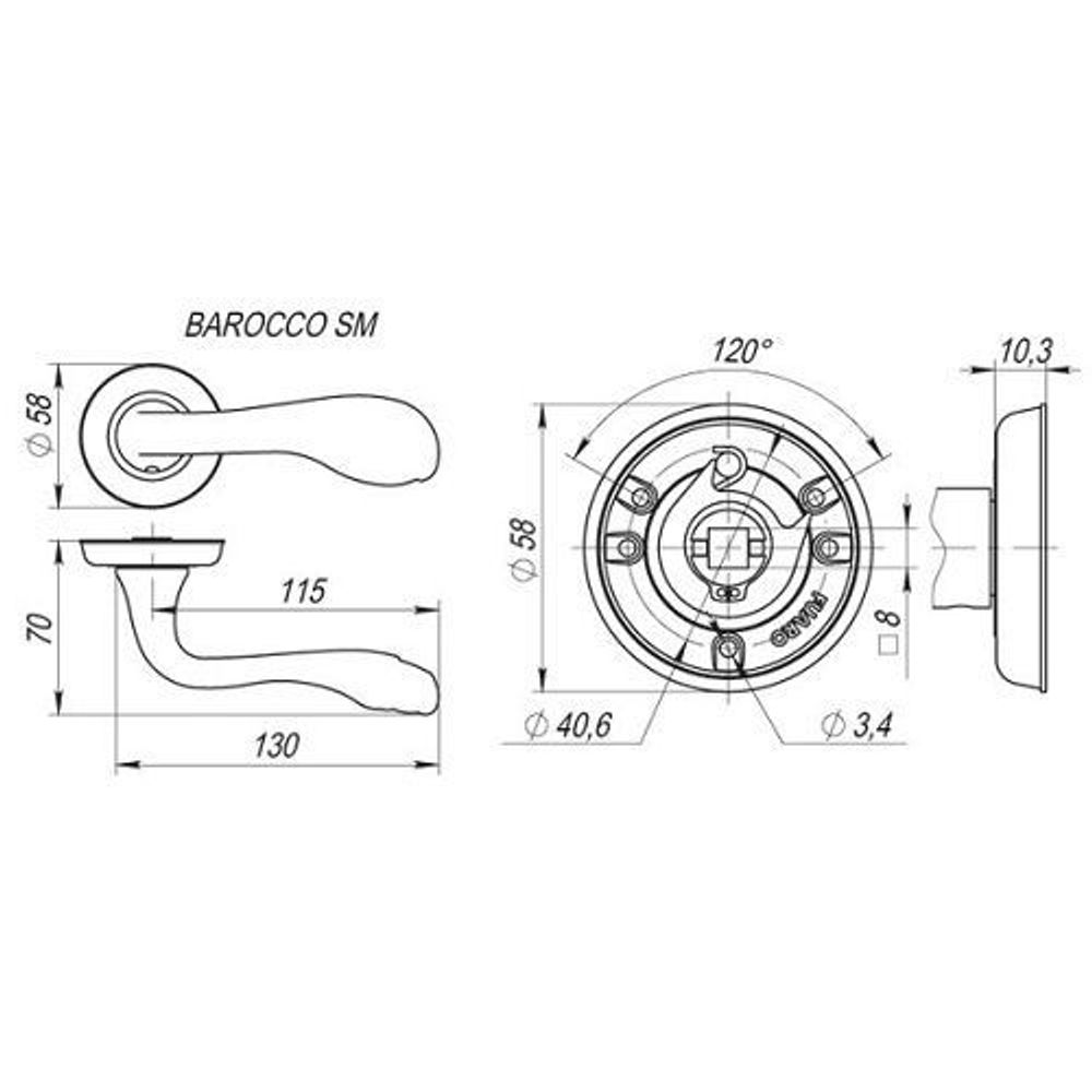 Ручка раздельная FUARO BAROCCO SM MAB-6 темная бронза /29549/