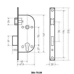 Замок врезной АЛЛЮР АРТ ЗВ4-70.08 CP хром
