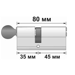 Цилиндровый механизм с вертушкой FUARO D-PRO502/80 mm (40+10+30) CP хром 5кл. /37757/