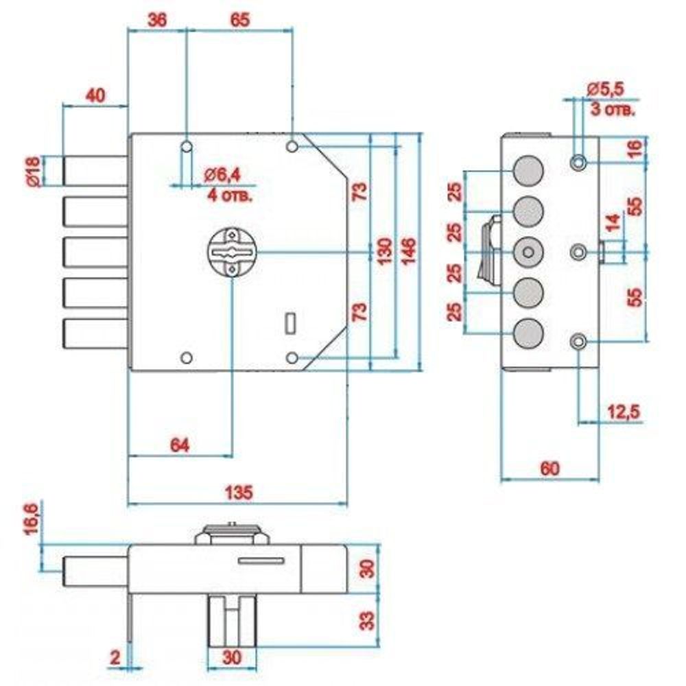 Замок накладной ЭЛЬБОР 1.06.51.5.МА Гранит