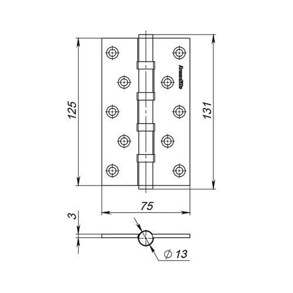 Петля универсальная ARMADILLO 500-C5 125x75x3 GP золото /13886/ (1 шт)