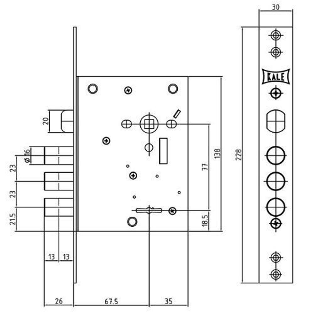 Замок врезной сувальдный KALE KILIT 442/L 4кл. /34387/