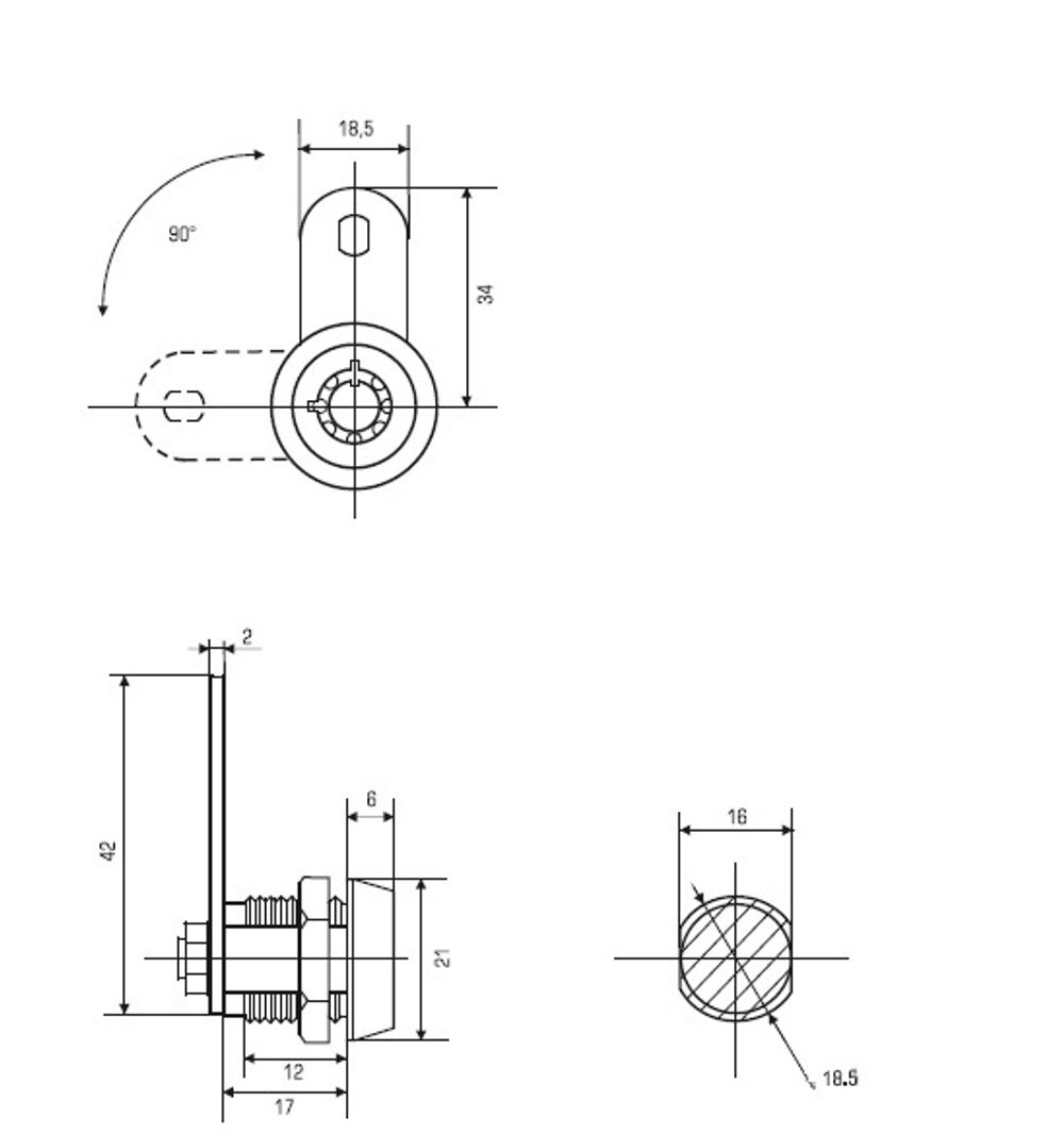 Замок торцевой 2188-17мм 90гр. ключ трубчатый (0123)