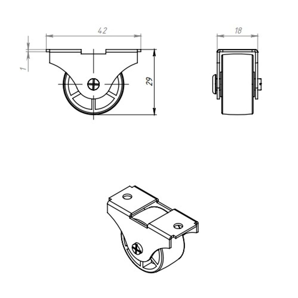 Ролик опорный малый КУНГУР 493 цинк (1 шт)