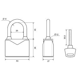 Замок навесной PALLADIUM 900S-50