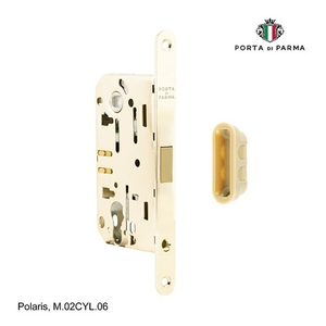 Замок врезной магнитный под цилиндр PORTA DI PARMA Polaris PVD золото