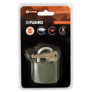 Замок навесной FUARO PL-02-32 англ. 3 кл. БЛИСТЕР /42289/