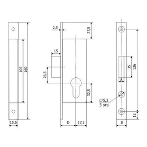 Замок врезной ГАРДИАН 35.01.24
