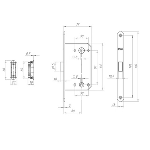 Защелка врезная магнитная FUARO M96WC-50/BL INOX CP хром /60275/