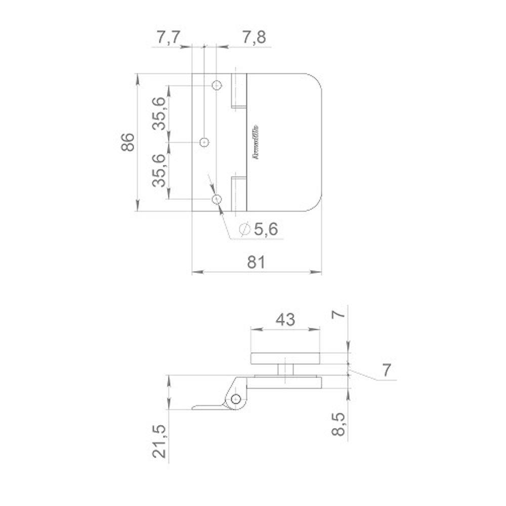 Петля для стеклянной двери ARMADILLO SPACE.GL.H01 AL (алюминий) /57915/ ( 2шт )