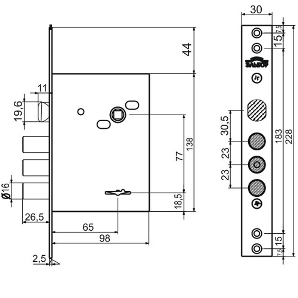 Замок врезной ЭЛЬБОР 1.02.27 Лазурит