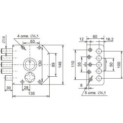 Эскиз с размерами замка СЕНАТ ЗНС3-4