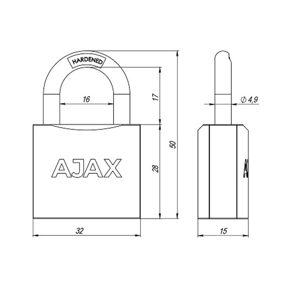Замок навесной AJAX PD-01-32 /42231/