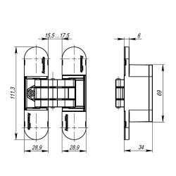 Петля скрытой установки ARMADILLO U3D6000 BL черный /36335/ (1 шт)