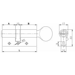 Цилиндровый механизм с вертушкой KALE KILIT 164 DBM-E/70 (30+10+30) латунь 5кл. /26553/