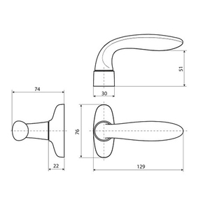 Нажимной гарнитур раздельный STUBLINA 1032.00.350 коричневый (RAL 8017)