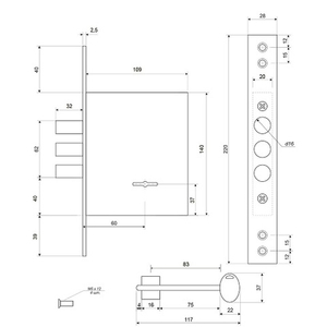 Замок врезной APECS T-57/S7 CR хром