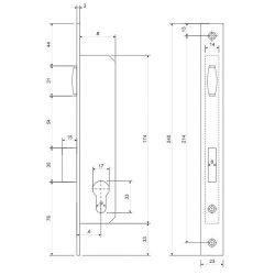 Замок врезной APECS 7500-20-R NI никель