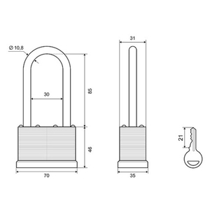 Замок навесной PALLADIUM 901S-65L