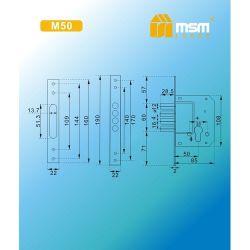 Замок врезной MSM M50 SN мат.никель