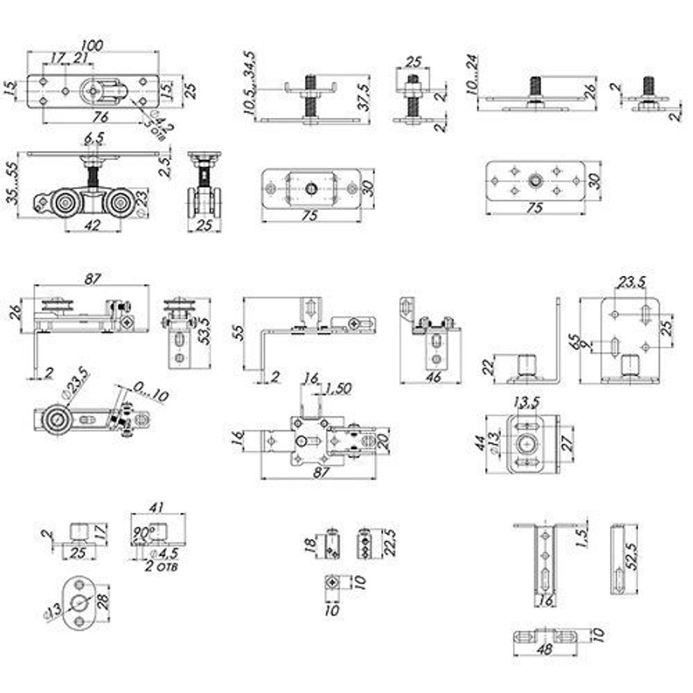 Комплект для телескопического открывания дверей ARMADILLO Comfort - PRO SET 5 /38995/