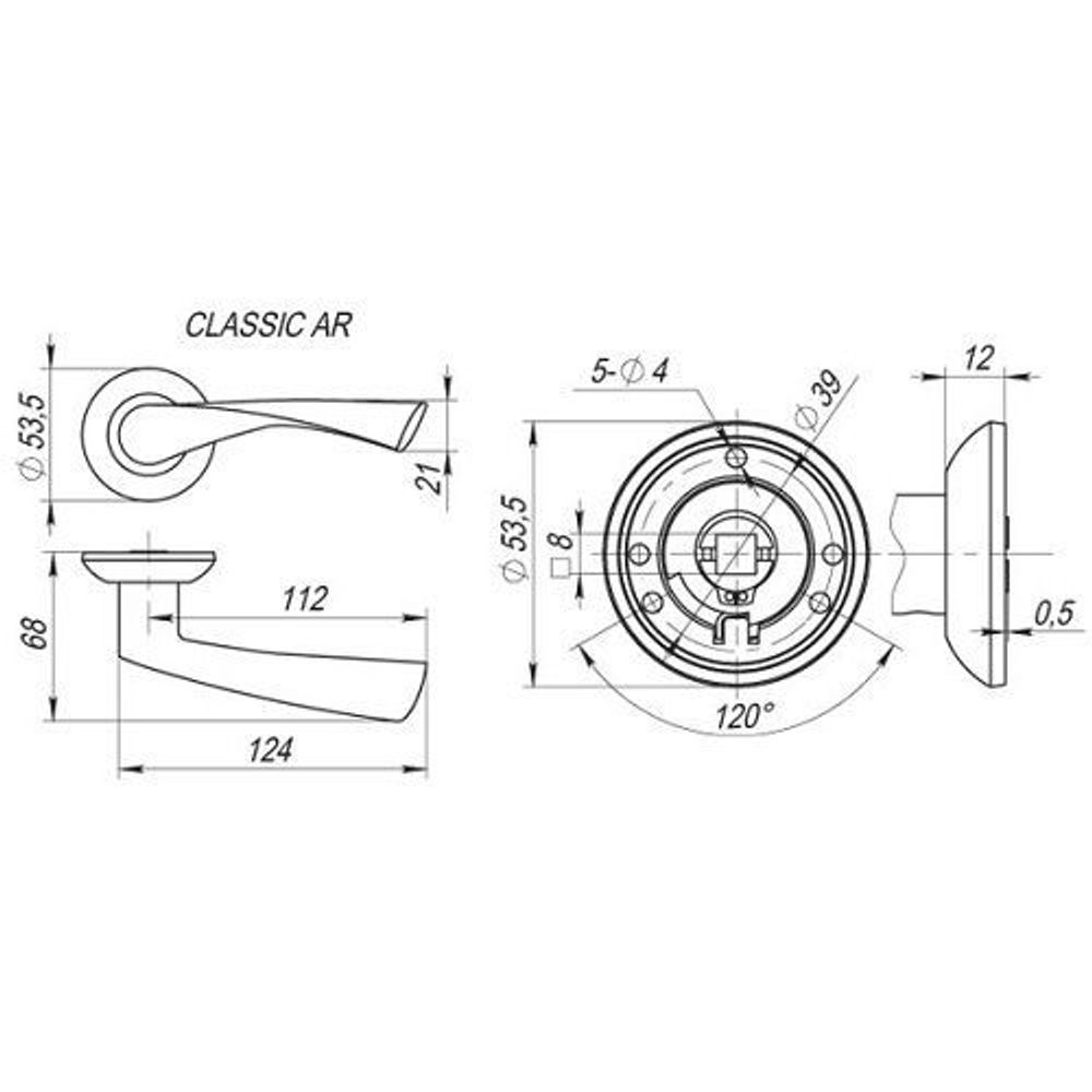 Ручка раздельная FUARO CLASSIC AR SN/CP-3 квадрат 8х140мм, мат.никель/хром /28253/