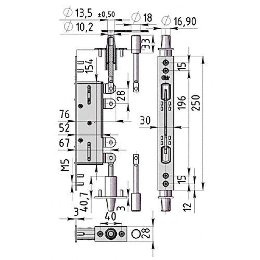 Запорный механизм доп. створки КРИТ-М А506 Хп хром