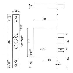 Замок врезной APECS T-57/S8 NI никель