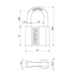 Замок навесной FUARO PL-4061 3 кл. /26351/